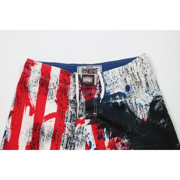 Vtg Y2K MMA Elite Mens Medium USA Flag Eagle UFC Fighting Board Shorts Trunks - Picture 2 of 15